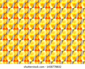 Poly art grid geometric seamless vector background. Hypnotic polygons triangles and rhombus geometric design. Rich seamless pattern with gold poly elements. Cool pattern design.