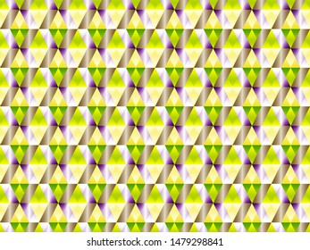 Poly art grid geometric seamless vector background. Hypnotic polygon triangles geometric bauhaus design. Rich seamless pattern with gold poly gradient elements. Fabric pattern design.