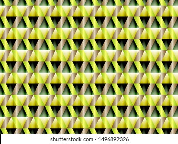 Poly art grid geometric seamless vector background. Hypnotic polygons triangles and rhombus geometric design. Rich seamless pattern with gold poly gradient elements. Fabric pattern design.