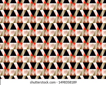 Poly art grid geometric seamless vector background. Hypnotic polygons triangles and rhombus geometric design. Rich seamless pattern with gold poly elements. Cool pattern design.
