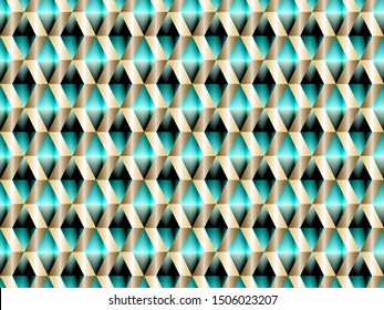 Poly art grid geometric seamless vector background. Hypnotic polygons triangles and rhombus geometric design. Chic seamless pattern with gold poly elements. Modern pattern design.