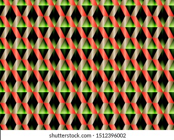 Poly art grid geometric seamless vector background. Hypnotic polygons triangles and rhombus geometric design. Rich seamless pattern with gold poly gradient elements. Sharp-edged pattern design.
