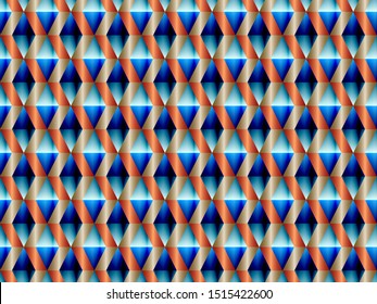 Poly art grid geometric seamless vector background. Hypnotic polygon triangles geometric bauhaus design. Rich seamless pattern with gold poly elements. Interior pattern design.