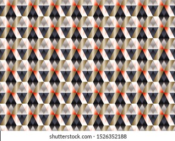 Poly art grid geometric seamless vector background. Hypnotic polygons triangles and rhombus geometric design. Kaleidoscope style polygonal seamless background. Wallpaper pattern design.