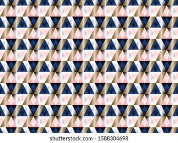 Poly art grid geometric seamless vector background. Hypnotic polygons triangles and rhombus geometric design. Luxurious seamless pattern with gold poly gradient elements. Modern pattern design.