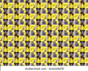 Poly art grid geometric seamless vector background. Hypnotic polygon triangles geometric bauhaus design. Chic seamless pattern with gold poly gradient elements. Bauhaus pattern design.