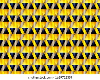 Poly art grid geometric seamless vector background. Hypnotic polygon triangles geometric bauhaus design. Rich seamless pattern with gold poly gradient elements. Bauhaus pattern design.