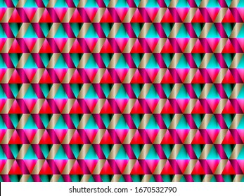 Poly art grid geometric seamless vector background. Hypnotic polygon triangles geometric bauhaus design. Chic seamless pattern with gold poly gradient elements. Cool pattern design.