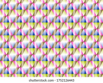 Poly art grid geometric seamless vector background. Hypnotic polygons triangles and rhombus geometric design. Chic seamless pattern with gold poly elements. Trendy pattern design.