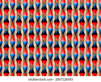 Poly art grid geometric seamless vector background. Hypnotic polygon triangles geometric bauhaus design. Rich seamless pattern with gold poly gradient elements. Modern pattern design.
