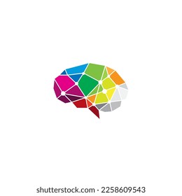 Poly Brain Technology Logo Design Template. Icon, symbol