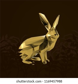 Poly Golden Rabbit Vector 3D Rendering