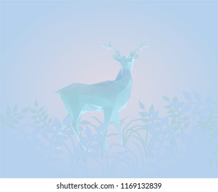 Poly Light Blue Deer Vector 3D Rendering