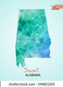 Poly map of Alabama state  isolated on background. Vector version. 