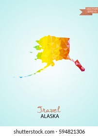 Poly map of Alaska state  isolated on background. Vector version. 