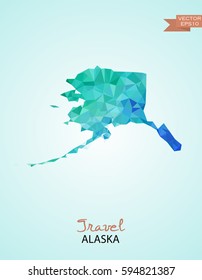Poly map of Alaska state  isolated on background. Vector version. 