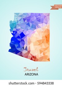 Poly map of Arizona state  isolated on background. Vector version.