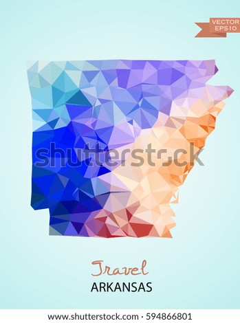 Poly map of Arkansas state isolated on background. Vector version.