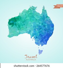 Poly map of Australia isolated on background. Vector version.