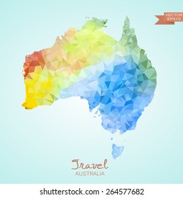 Poly map of Australia isolated on background. Vector version.