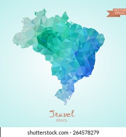 Poly map of Brazil isolated on background. Vector version.