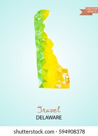 Poly map of Delaware state isolated on background. Vector version.