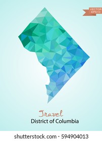 Poly map of District of Columbia state isolated on background. Vector version.