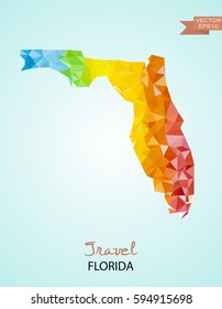 Poly map of Florida  state isolated on background. Vector version.
