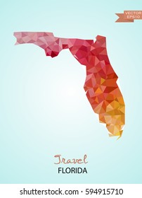 Poly map of Florida  state isolated on background. Vector version.