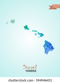 Poly map of Hawaii state isolated on background. Vector version.