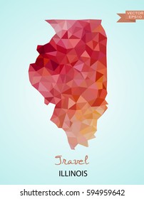 Poly map of Illinois state isolated on background. Vector version.