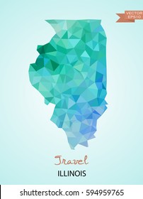 Poly map of Illinois state isolated on background. Vector version.