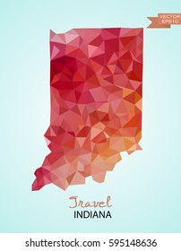 Poly map of Indiana state isolated on background. Vector version