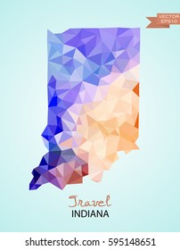 Poly map of Indiana state isolated on background. Vector version