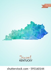Poly map of Kentucky state isolated on background. Vector version