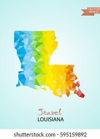 Poly map of Louisiana state isolated on background. Vector version