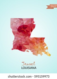 Poly map of Louisiana state isolated on background. Vector version