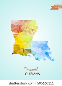 Poly map of Louisiana state isolated on background. Vector version