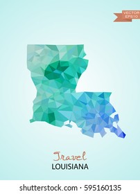 Poly map of Louisiana state isolated on background. Vector version