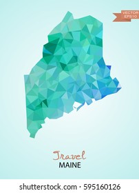 Poly map of Maine state isolated on background. Vector version