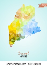Poly map of Maine state isolated on background. Vector version