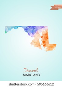 Poly map of Maryland state isolated on background. Vector version.