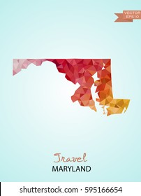 Poly map of Maryland state isolated on background. Vector version.