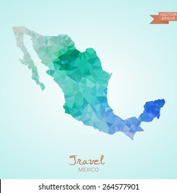 Poly map of Mexico isolated on background. Vector version.