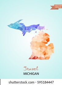 Poly map of Michigan state isolated on background. Vector version.