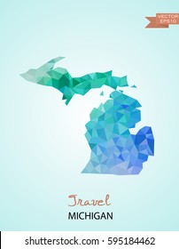 Poly map of Michigan state isolated on background. Vector version.