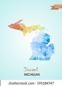 Poly map of Michigan state isolated on background. Vector version.