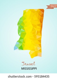 Poly map of Mississippi state isolated on background. Vector version.