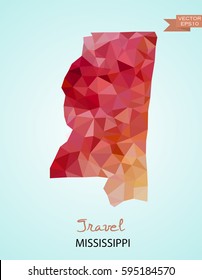 Poly map of Mississippi state isolated on background. Vector version.