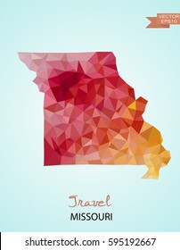 Poly map of Missouri state isolated on background. Vector version.